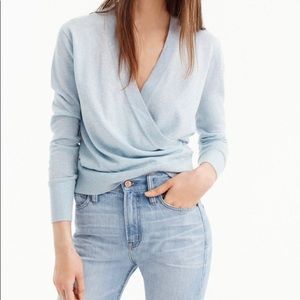 M new w/ tags J. Crew Faux Wrap Sweater Baby Blue